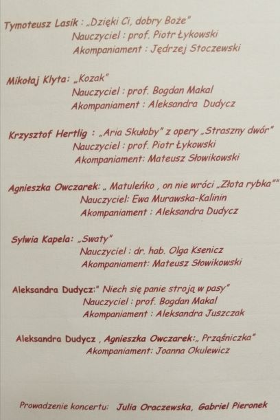 Program koncertu Moniuszki